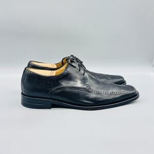 Mezlan Shoes Mens 9.5 Black Leather Apron Toe Derby Oxford Lace Up Dress Classic